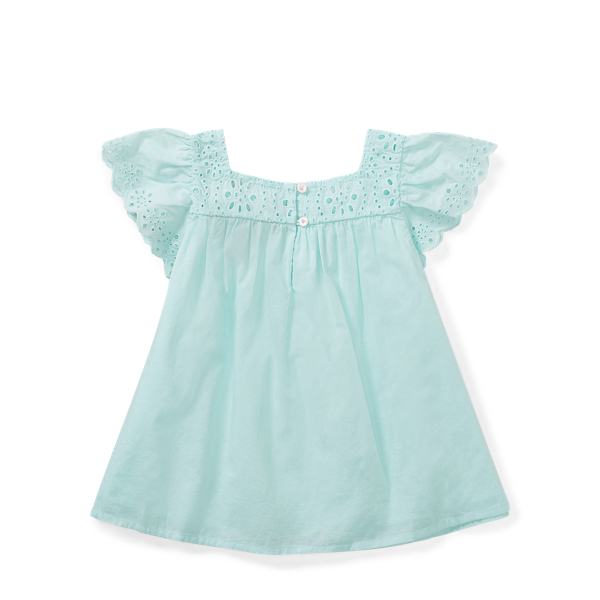 Crystal Blue Ruffled Cotton Peplum Top Girls 2-6x 2
