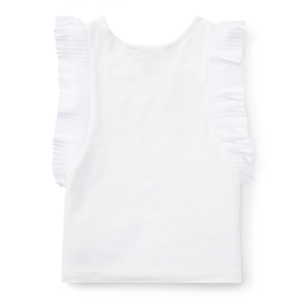White Jersey Flutter-Sleeve Top Girls 2-6x 2