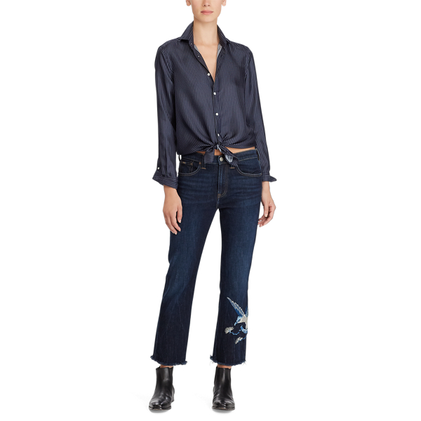 Jean pantacourt Chrystie &eacute;vas&eacute; Polo Ralph Lauren en Indigo fonc&eacute; 3