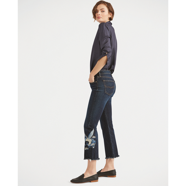 Dark Indigo Chrystie Kick-Flare Crop Jean Polo Ralph Lauren 1