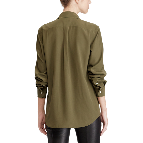Silk Button-Down Shirt Polo Ralph Lauren in Defender Green 5