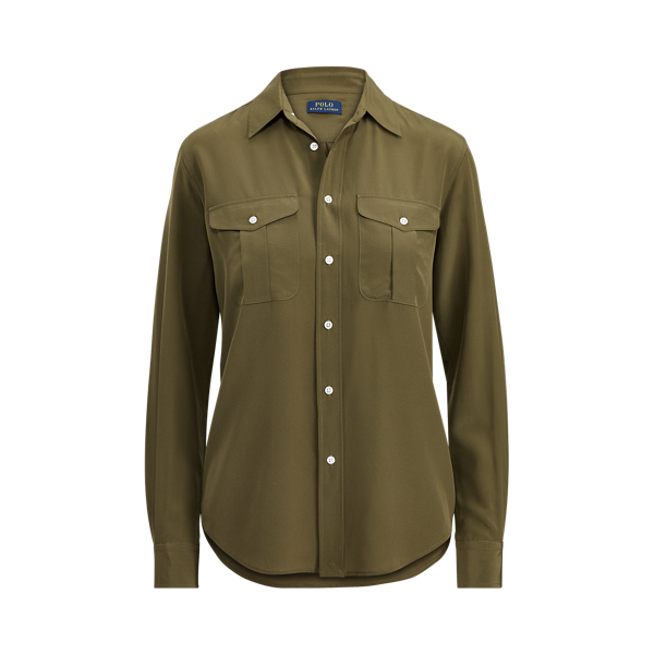 Silk Button-Down Shirt Polo Ralph Lauren in Defender Green 2
