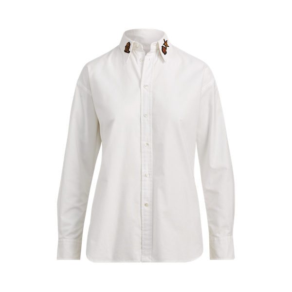 White Oversize-Hemd mit Bouillonstickerei Polo Ralph Lauren 1