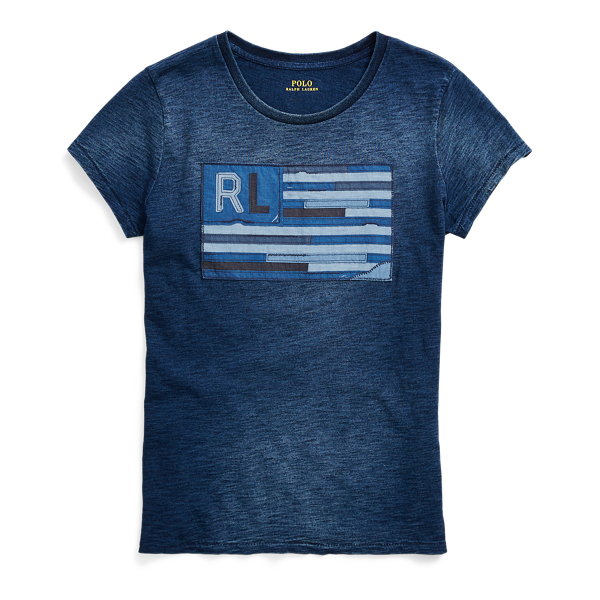 Indigo Flag Cotton T-Shirt Polo Ralph Lauren 1