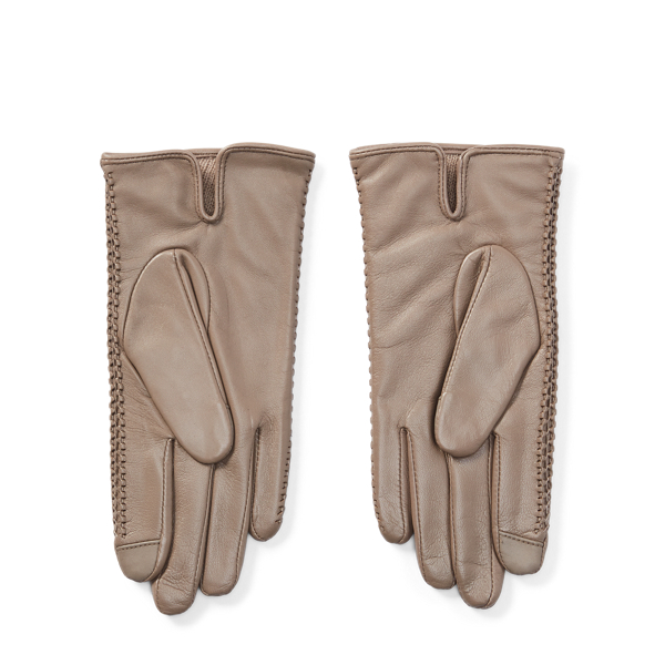 Taupe Holiday Corset-Stitched Leather Gloves Polo Ralph Lauren 2