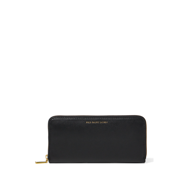 Portefeuille zipp&eacute; en cuir
