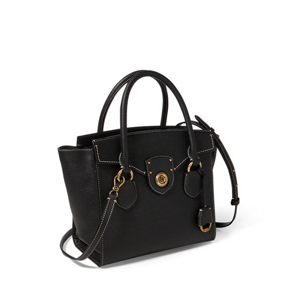 Black Pebbled Leather Medium Satchel Lauren 2