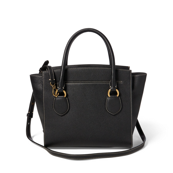 Black Pebbled Leather Medium Satchel Lauren 3