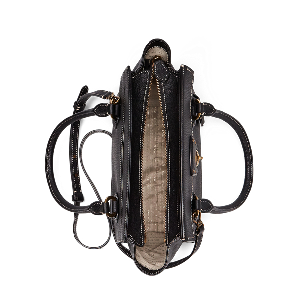 Black Pebbled Leather Medium Satchel Lauren 4