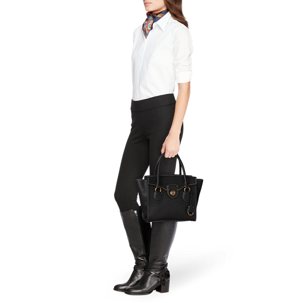 Black Pebbled Leather Medium Satchel Lauren 5