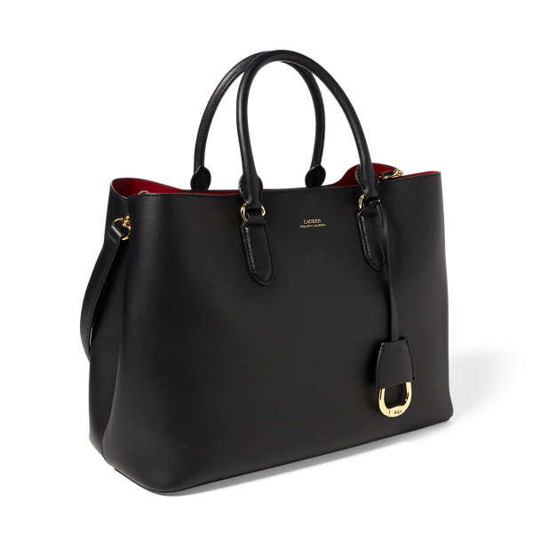 Black/Red Large Leather Marcy Satchel Lauren 2