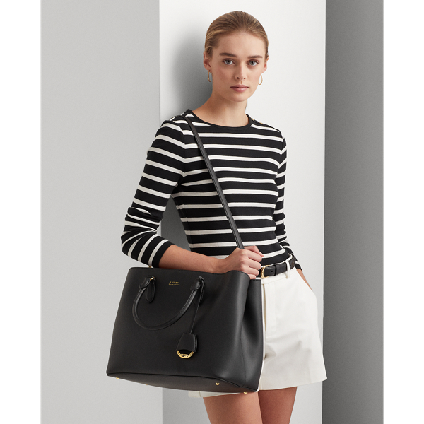 Black/Red Large Leather Marcy Satchel Lauren 5