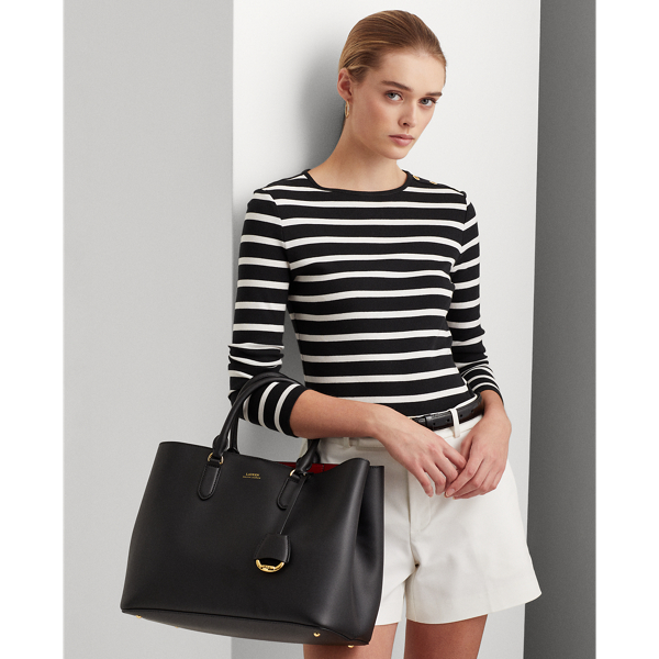 Black/Red Large Leather Marcy Satchel Lauren 6
