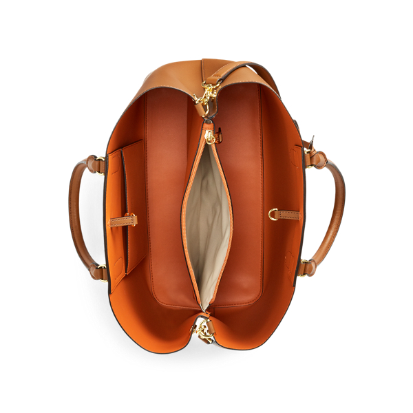 Field Brown/Orange Large Leather Marcy Satchel Lauren 5