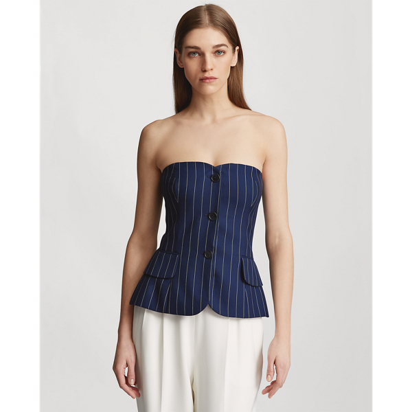Blanche Pinstripe Bustier Ralph Lauren Collection 1