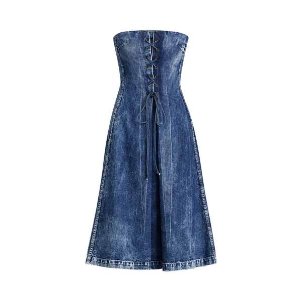 Esmee Denim Strapless Dress Ralph Lauren Collection in 1