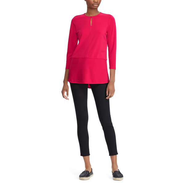 Pink Poppy Front-Slit Jersey Top Lauren 2