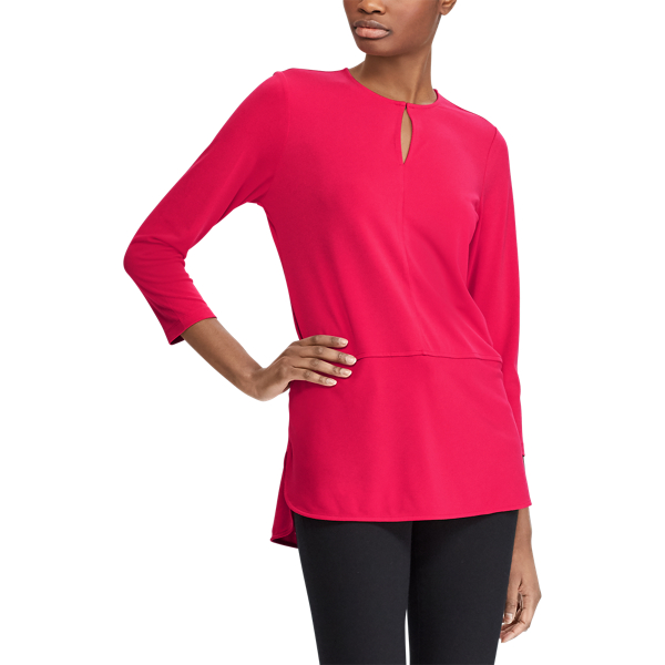 Pink Poppy Front-Slit Jersey Top Lauren 3
