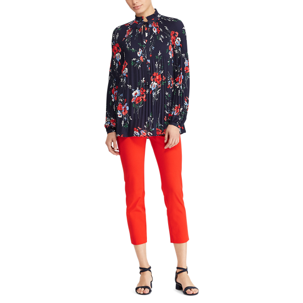 Tomato Red Stretch Twill Skinny Crop Pant Lauren 2