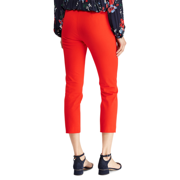 Tomato Red Stretch Twill Skinny Crop Pant Lauren 4