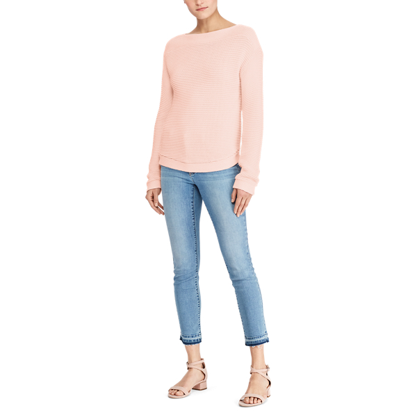 Pull encolure bateau coton c&ocirc;tel&eacute; Lauren en Ros&eacute; anglais 2