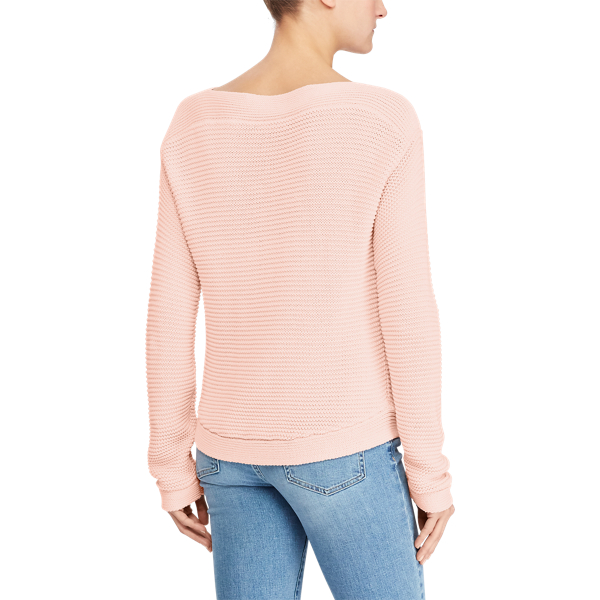Pull encolure bateau coton c&ocirc;tel&eacute; Lauren en Ros&eacute; anglais 4