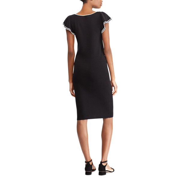 Black/Cream Flutter-Sleeve Dress Lauren 3