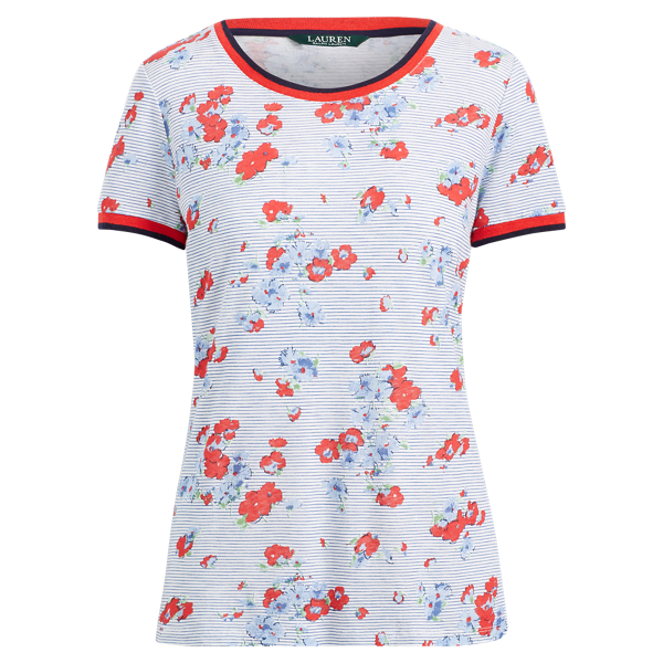 Floral Linen-Blend T-Shirt Lauren 1