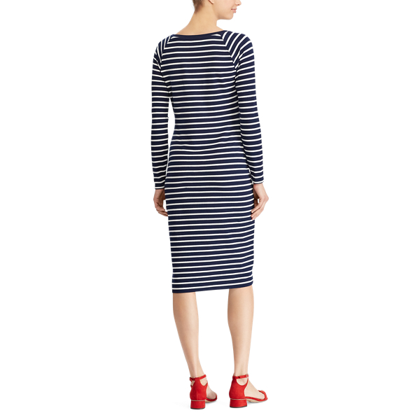 Navy/Mascarpone Cream Striped Jersey T-Shirt Dress Lauren 4