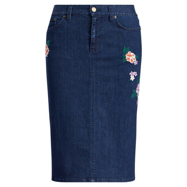 Embroidered Denim Skirt