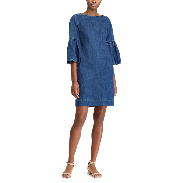 Denim Bell Sleeve Shift Dress Ralph Lauren UK