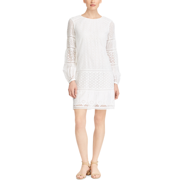 Robe fleurie à broderie anglaise Lauren en Blanc 3