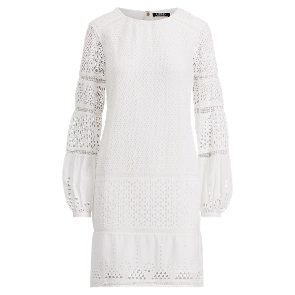 Robe fleurie à broderie anglaise Lauren en Blanc 1