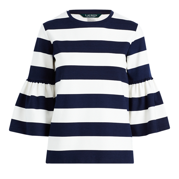 Striped Ponte Bell-Sleeve Top Lauren em 1