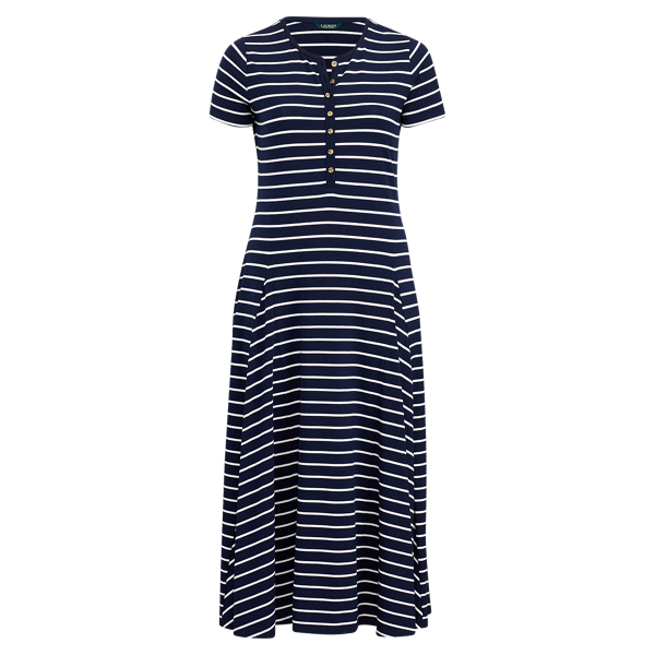 Striped Cotton-Blend Maxidress Lauren Woman 1