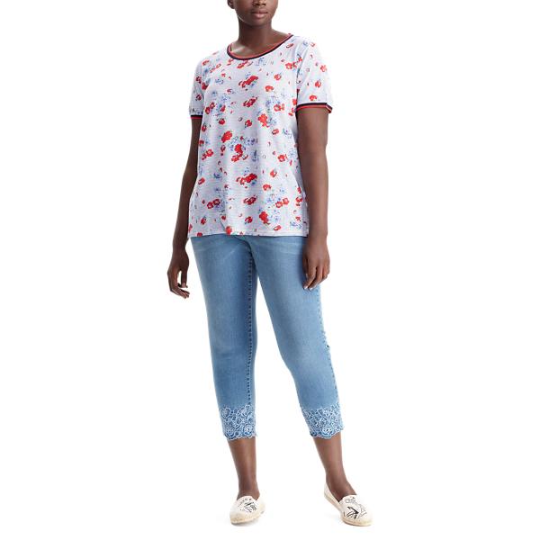 Multi Floral Linen-Blend T-Shirt Lauren Woman 2