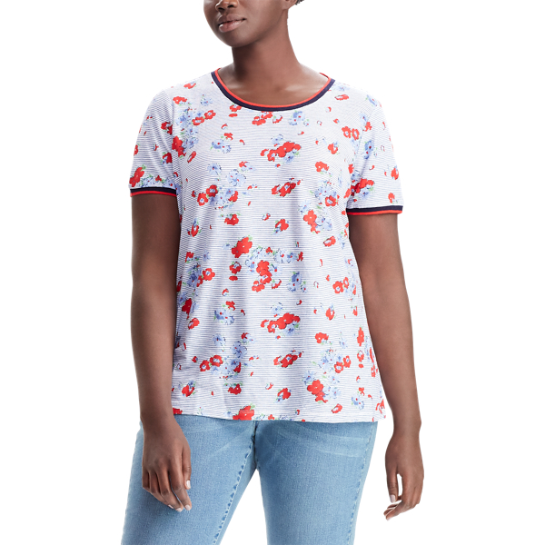 Multi Floral Linen-Blend T-Shirt Lauren Woman 3