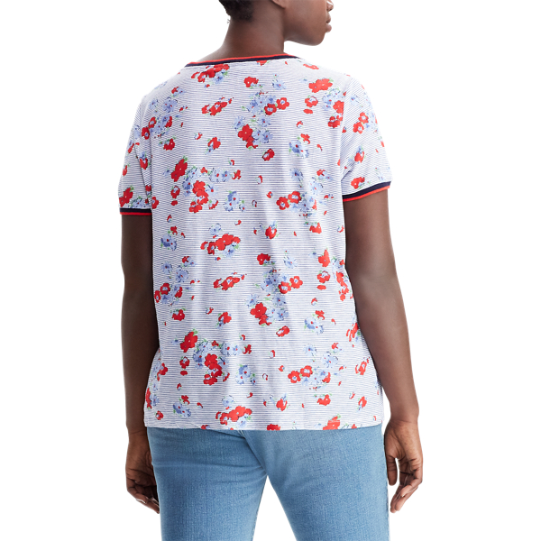 Multi Floral Linen-Blend T-Shirt Lauren Woman 4