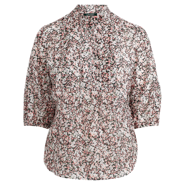 Floral Cotton-Silk Tunic Top Lauren Woman 1
