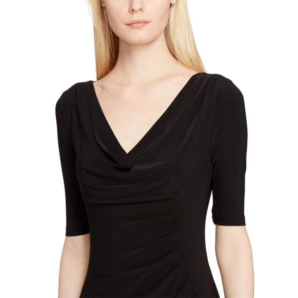 Black Cowlneck Jersey Dress Lauren 3