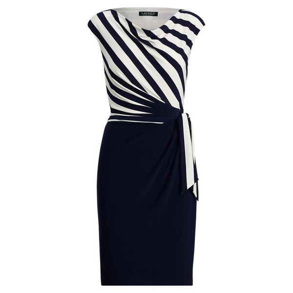 Striped Jersey Cowlneck Dress Lauren 1