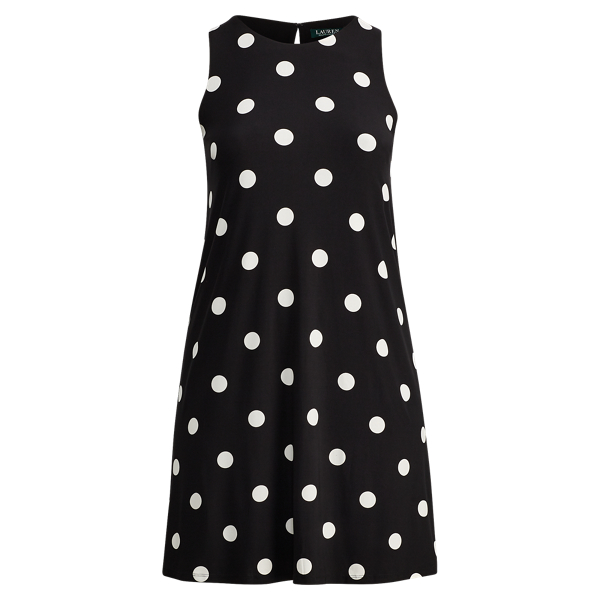 Polka-Dot Jersey A-Line Dress Lauren Woman 1