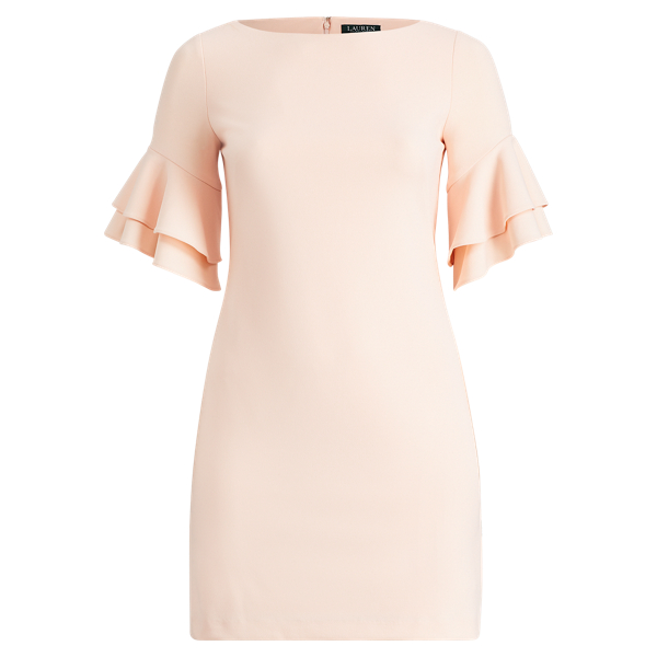Crepe Ruffled-Sleeve Dress Lauren Woman 1