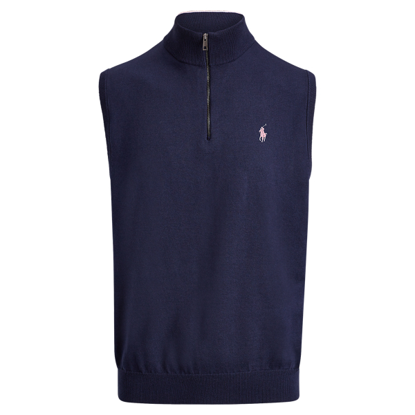 French Navy Cotton Half-Zip Sweater Vest Polo Golf 1