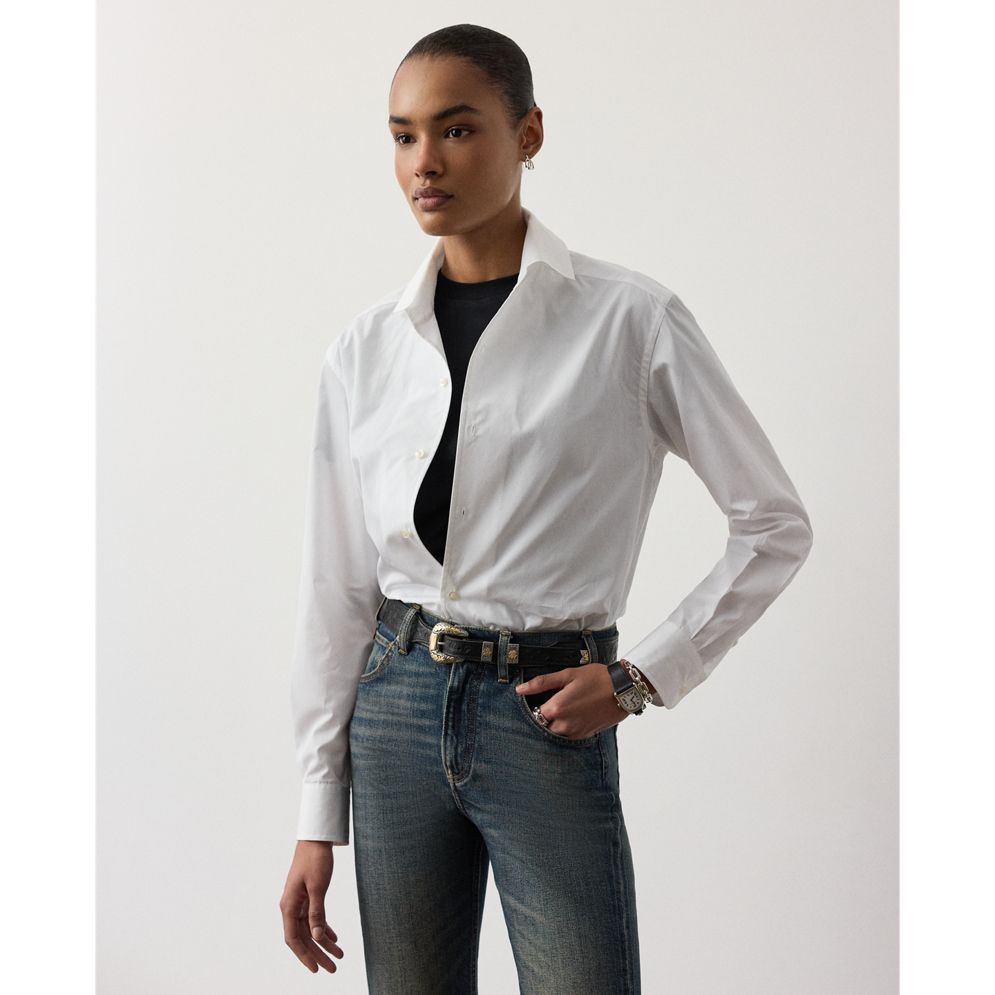 Женская рубашка Ralph Lauren Capri Relaxed Fit Cotton, цвет: Белый — фото 4