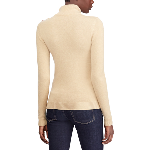 Lux Tan Buttoned Cashmere Turtleneck Ralph Lauren Collection 4
