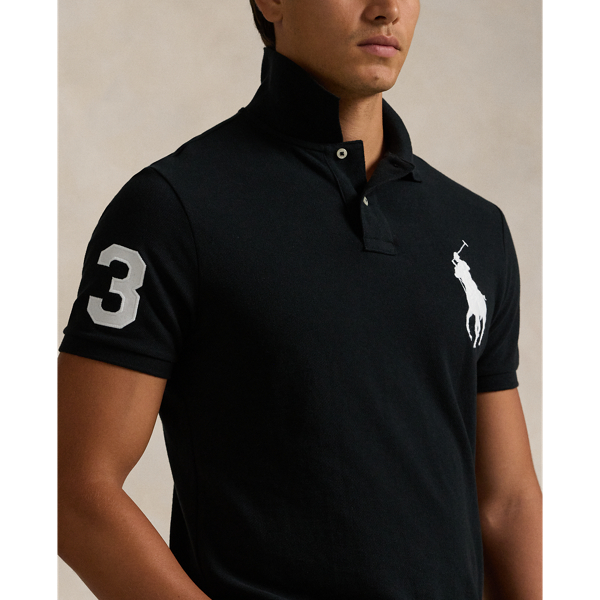 Black polo shirt with blue horse hotsell