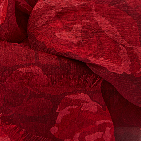 Red Floral Silk Satin Scarf Lauren 3