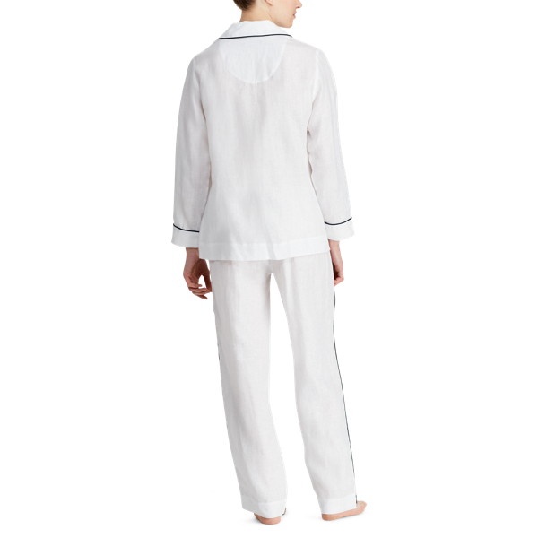 Solid White Linen Pajama Set Lauren 3