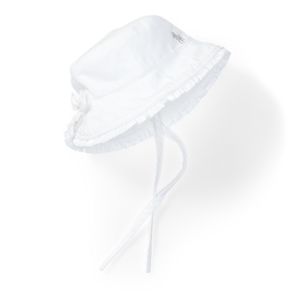 White Bow Cotton Sun Hat Baby Girl 1
